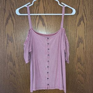 Striped tank with off the shoulder detail